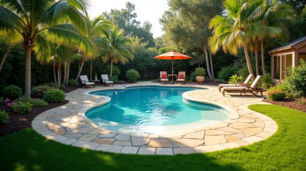 Aménager votre jardin avec une piscine familiale et plage immergée