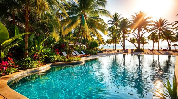Idées inspirantes pour un jardin avec piscine et plage intégrée